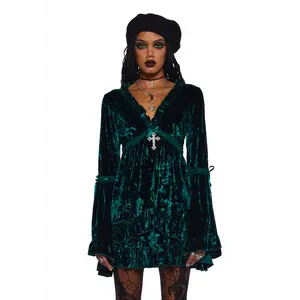 Real Divinity Mini Dress - Emerald Velvet