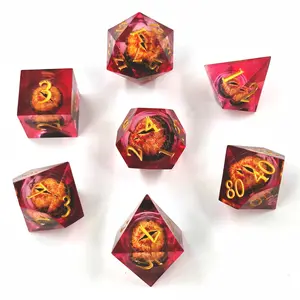 7 Piece Sharp Edge Durable Dice Set, Resin Core Dice Kit, Perfect for Gifts, D&d, Tabletop Role-Playing Games, Sauron Returns Theme