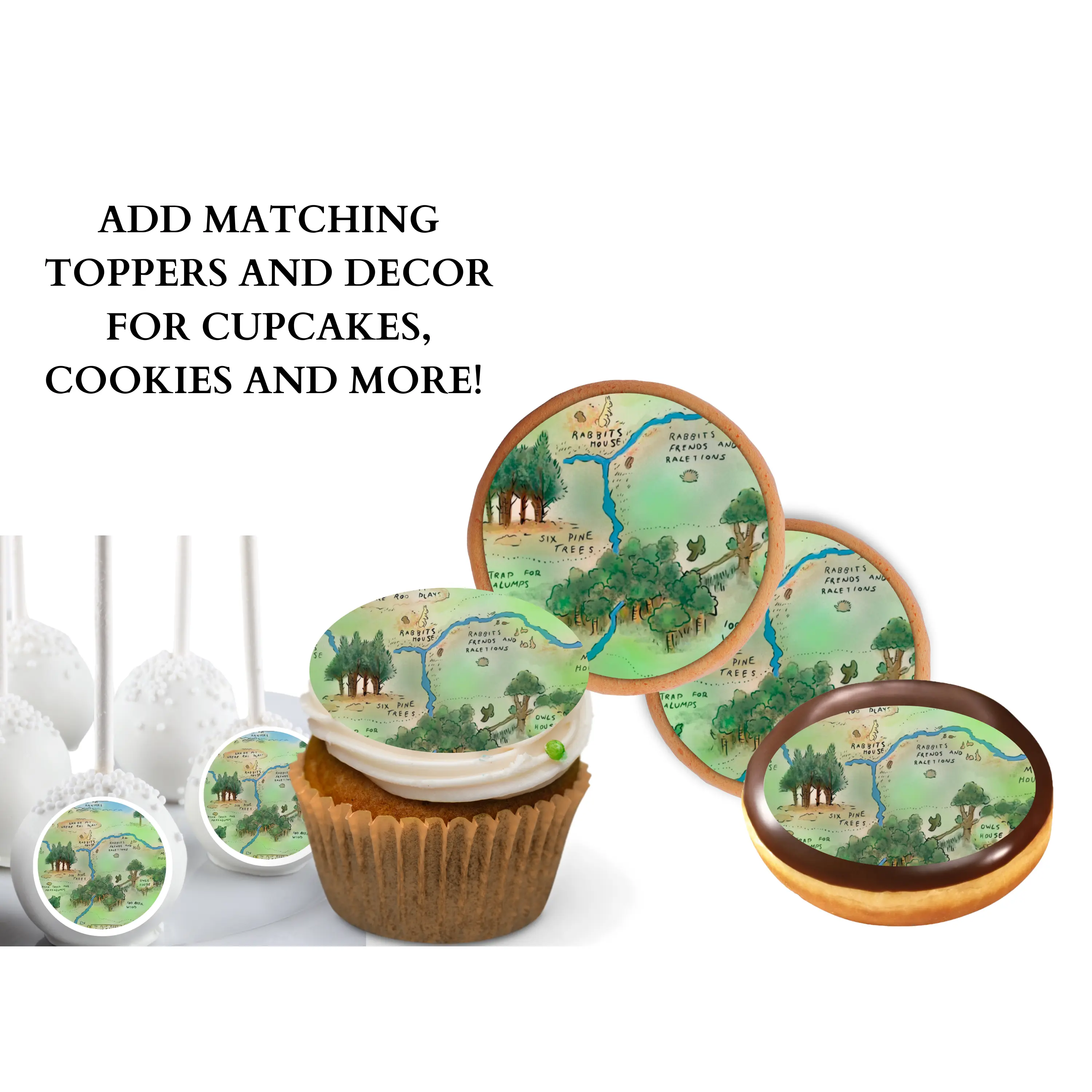 Copy of 100 Acre woods POOH BEAR CUPCAKE Toppers Baby Shower Cupcake toppers Pooh bear baby shower cake Vintage Pooh bear Cupcake toppers Edible Cupcake toppers