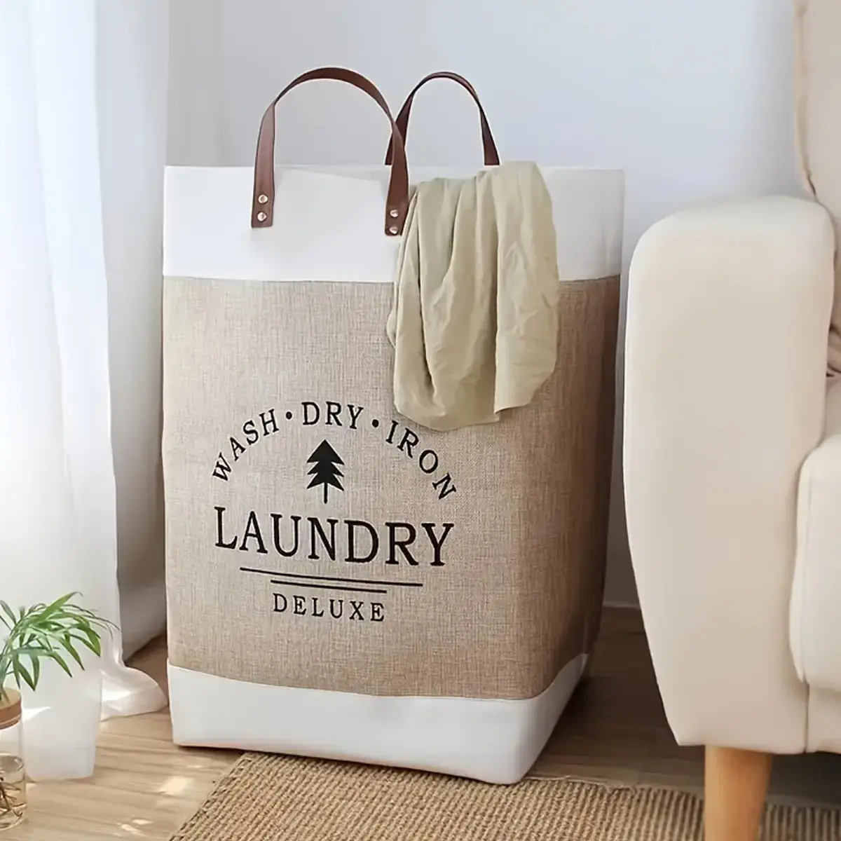 Portable Laundry Basket Large Capacity Foldable Clothes Hamper with Sturdy Handles Storage Bin for Laundry Toys Blankets Towels Bedroom Bathroom Dorm Apartment Organization