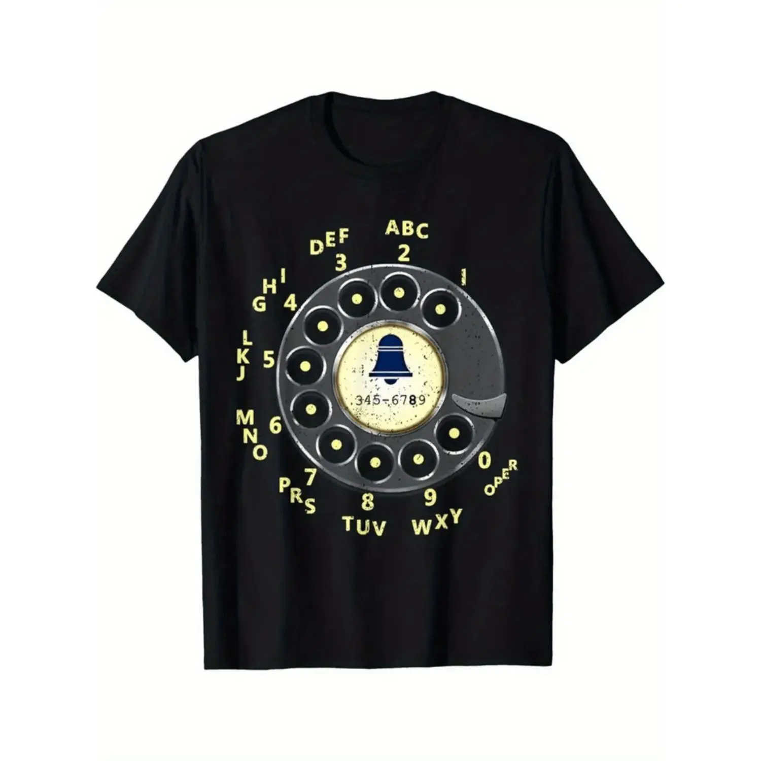 1pc Retro Dial Phone Graphic Men's T-Shirt, 100% Cotton Crew Neck Tee with Funny Telephone Design - Short Sleeve, Regular Fit, All-Season Casual Wear, Ideal for Valentine's Day, New Year's, Father's Day & Christmas Gifts
