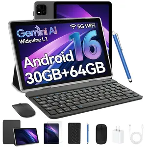 10.1-inch Android 16.0 Tablet 30(6+24)GB RAM 64GB ROM 2TB Expandable 2.0GHz Octa-core 1280x800 IPS Touchscreen 5G WiFi6 BT 5.0 with Keyboard Case Mouse Stylus,Summervibes,Stock Up & Mother's Day