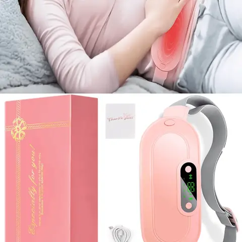 Wireless Stomach Heating Pad - Cordless Polyester-Acrylic Electric Belt, Multifunctional Heating Pad for Home Use, 6 Heat Levels, 4 Massage Modes, Travel-Friendly Self Care Gadget for Women That Eases Period Cramps