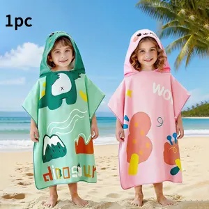 Kids Cartoon Hooded Bathrobe, Toddler Towel Poncho, Cute Print Baby Absorbent Quick-Dry Towel Cape Wrap, Cartoon Hood Design, Perfect for Bathing, Swimming, Beach, Shower Towels