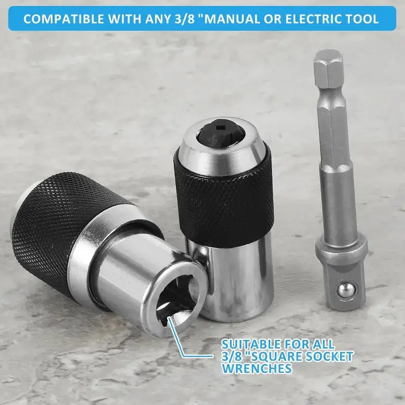 3/8 in Drive Tap Socket Set - Manual Tap Extractor Tool, Chrome Vanadium Steel, Adjustable & Compact Design, Large 5 cmx2.7 cm Home Supplies Tool Box Accessory