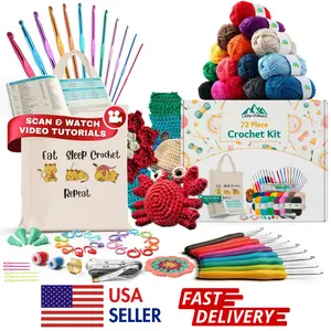 Crochet Kit | Crochet Starter Kit - 72 Pcs with 21 Ergonomic Knitting Hooks, 15 Yarns | Crochet Kit for Beginners |  Perfect for Art & Craft Supplies Handmade Gifts-Crochet kit for beginners-Ideal for Adult & Kids |  All -in-One Crochet Supplies Kit