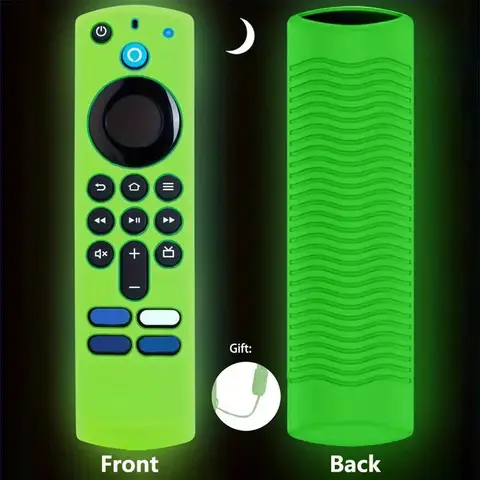 Luminous Silicone Quality Remote Control Cover, 1 Count Glowing Durable Remote Control Protector, Dust Protection Coverage, Compatible with Fire TV Stick 4K / Echo Show 15 (2021) Streaming Device Remote Control