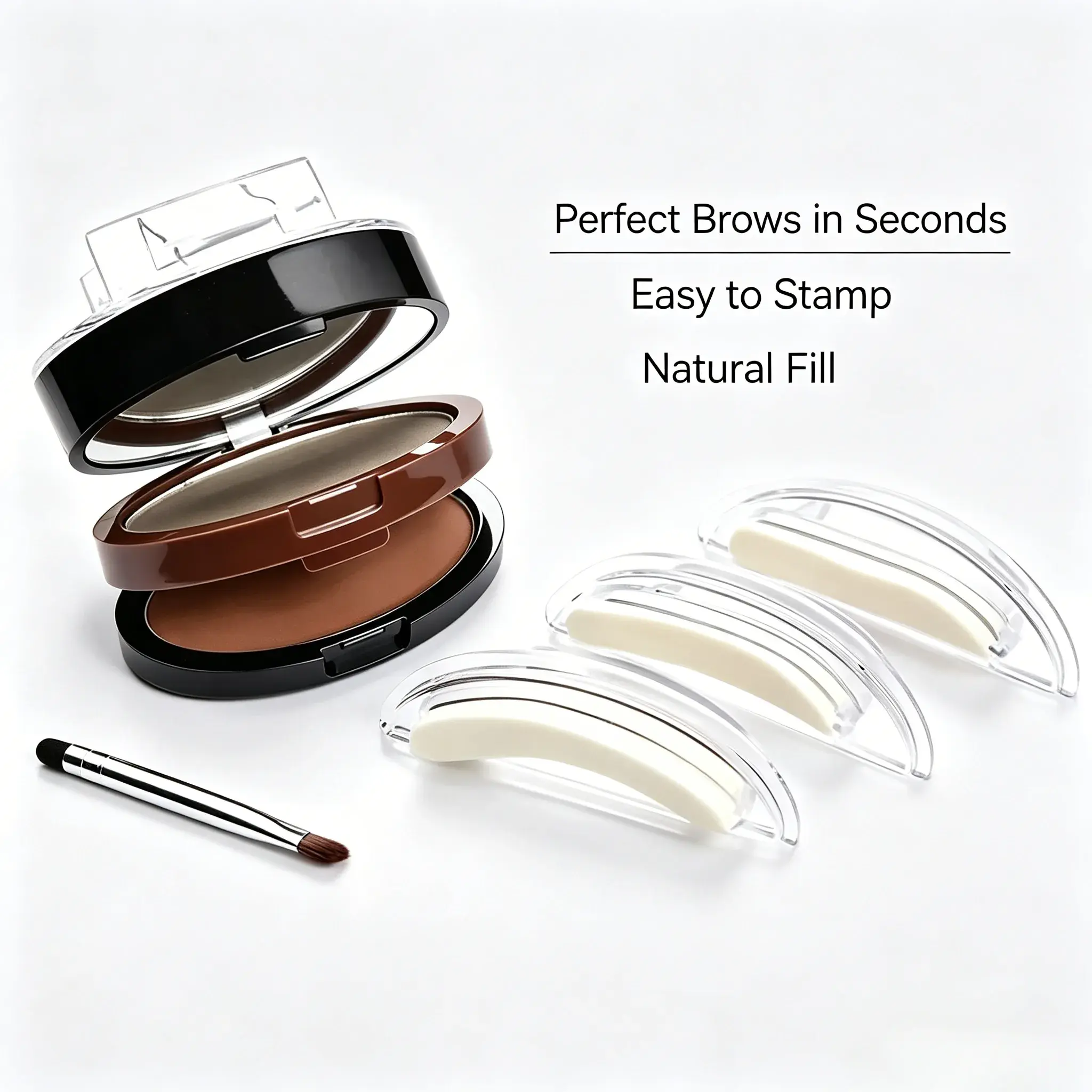 Eyebrow Stamp Stencil Kit Dual Layer 2 Shades Brow Powder, Waterproof Long Lasting Natural Eyebrow Makeup Set,sunscreen