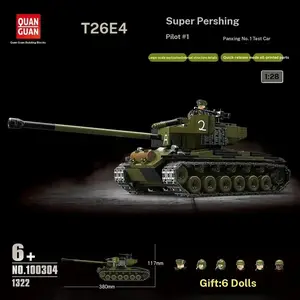 T26e4 Ww2 Us Army Super Pershing Medium Tank Model Kit, Wwii Brick Building Set, Toy, Educational Military Model