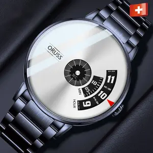 ORUSS 862 Waterproof Luxury Quartz white Watch Stainless Steel Men’s Wristwatch