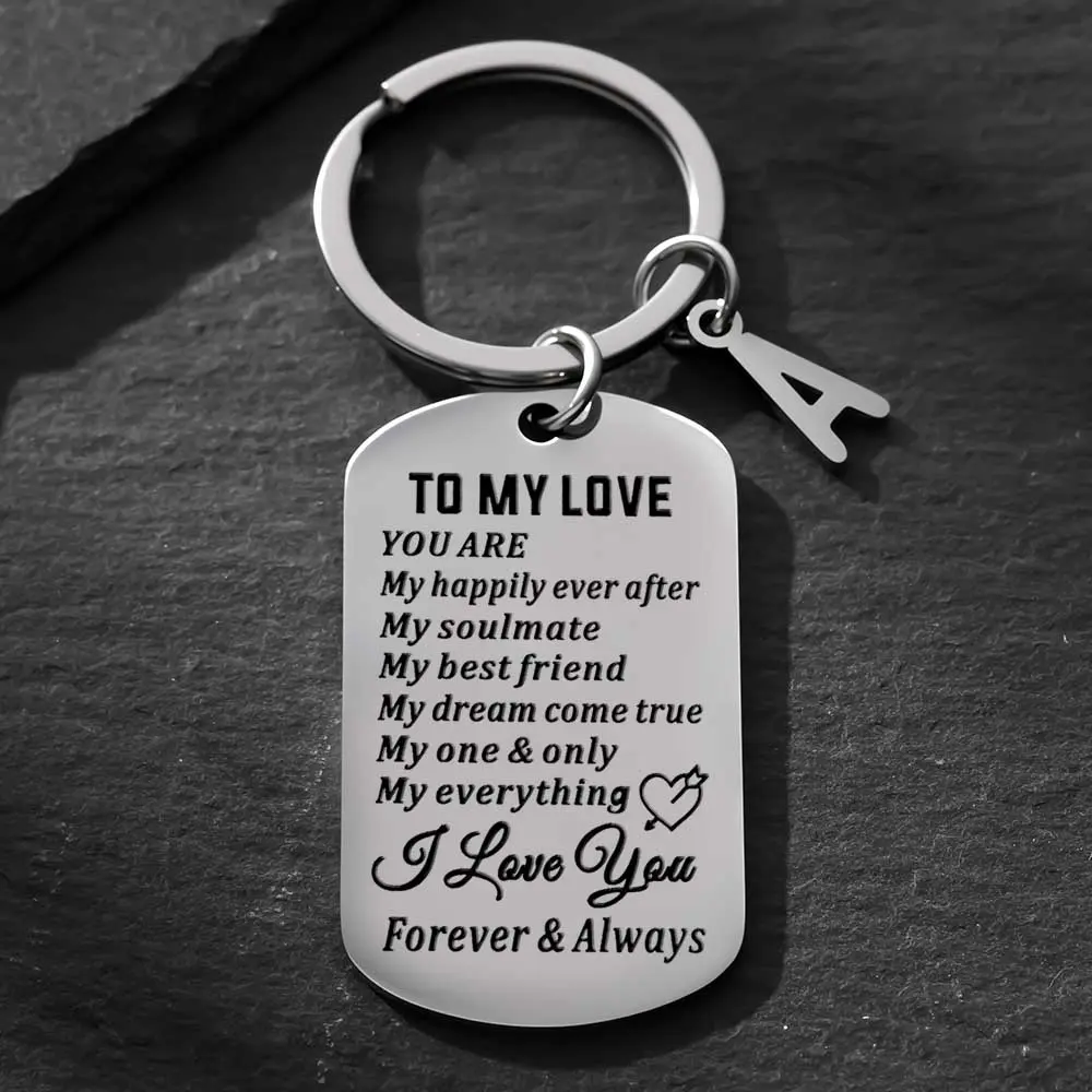I Love You Engraved Matching Keychain Accessory - Personalized Charm Custom Name Engraved Keychain, Romantic Gift for Couples on Anniversary, Wedding, Birthday, Custom Keychains