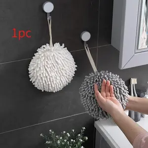 Soft Hand Towel Ball Thick Super Absorbent Hangable Wall-Mounted Hanging Wipe Cloth Velvet Sponge Bathroom cleaning Hand Touch Towel hand towels