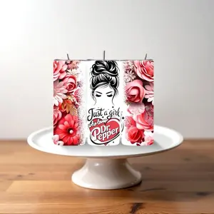 "Just a Girl Who Loves Dr. Pepper Tumbler, Classic Style Reusable Flask with Washable Material, Portable Kitchenware Drinkware Water Bottle"