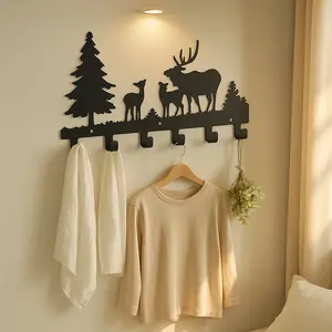 CIFbuy™™ Rustic Iron Art Coat Hooks - 1PC Wall Mounted Metal Moon Cloud Deer - Heavy Duty Towel Rack & Utility Hangers For Keys & Clothes - Stylish Entryway & Bathroom Decor Wall Sculptures