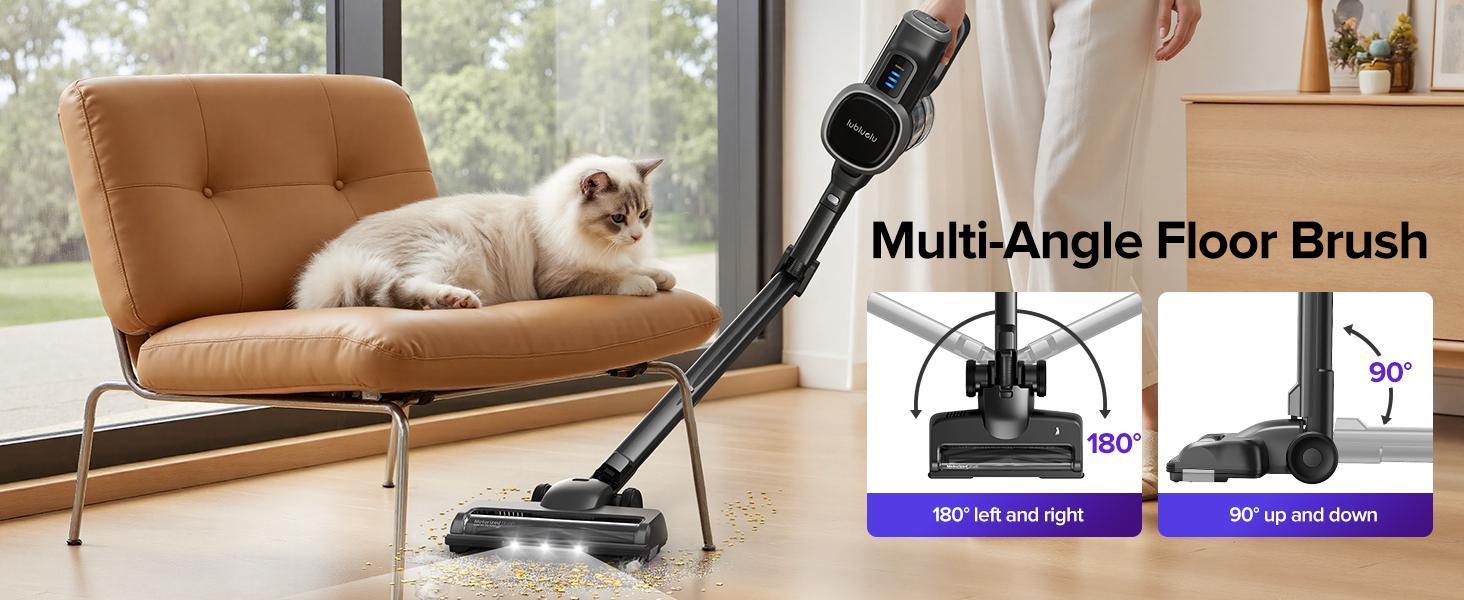 【2026 New Arrivals】 MIUZZY 206 Cordless Vacuum Cleaners for Home, 6-in-1/47Min/250W 24kPa Foldable Powerful Suction, Self-Standing Cordless Stick Vacuum Cleaner, Lightweight Anti-Tangle Rechargeable Vacuum for Floor/Carpet/Pet Hair/Car