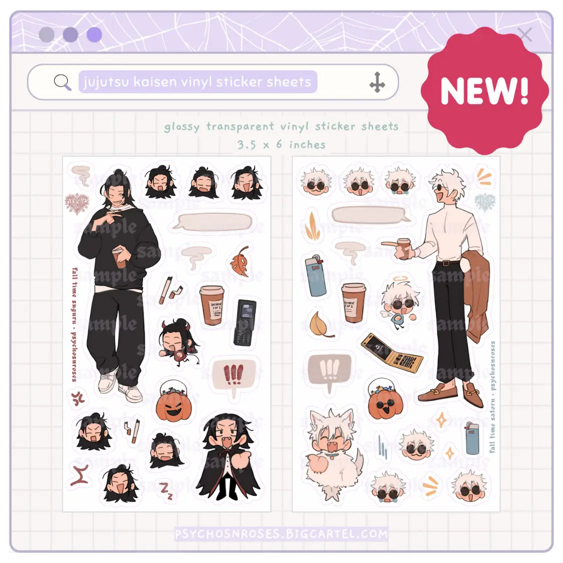 geto & gojo fall time clear deco sticker sheets