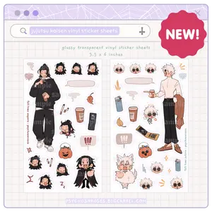 geto & gojo fall time clear deco sticker sheets