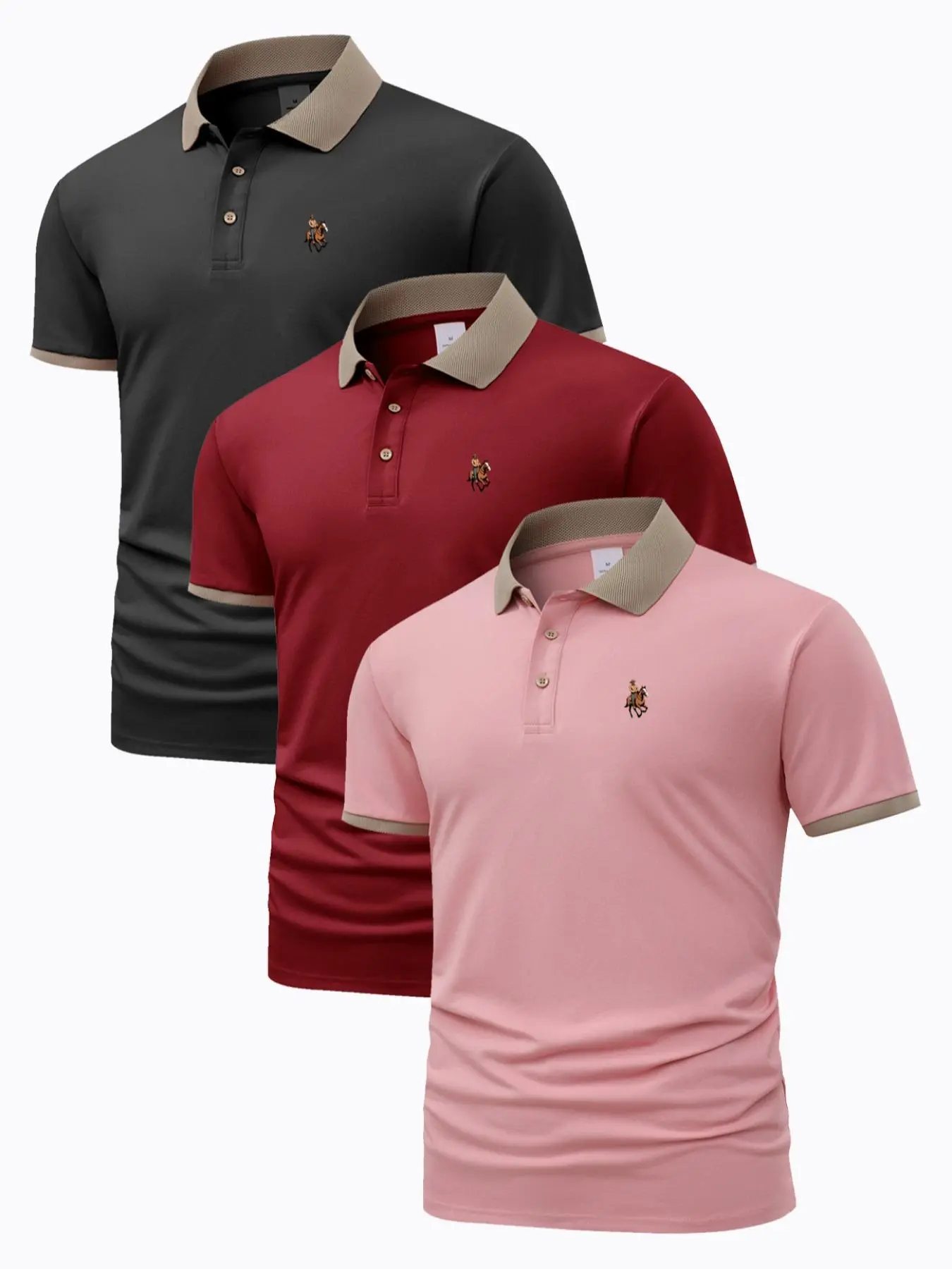 Men's Horse Graphic Polo Shirt, Regular Fit Casual Short Sleeve Top for Summer, Men's Clothes for Daily Wear, Tropical Men's Horse Graphic Polo Shirt, Regular Fit Casual Short Sleeve Top for Summer, Men's Clothes for Daily Wear, Tropical