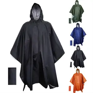 Reusable Waterproof Raincoat with Hood, Lightweight Rain Coat, 1pc Foldable Design for Camping Fishing Survival Gear, Multi-Purpose Outdoor Use