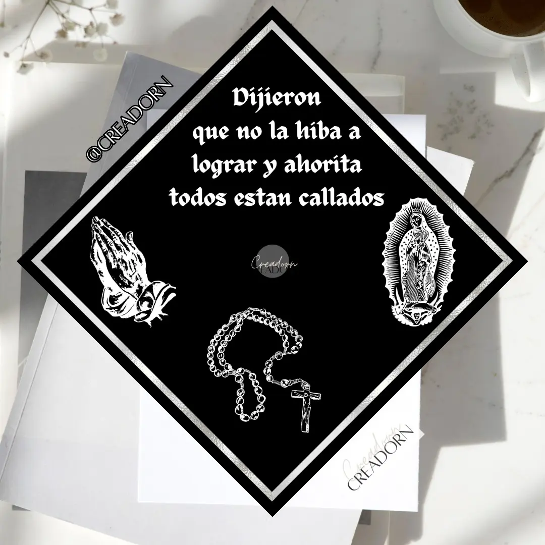 Virgen de Guadalupe God Praying Rosary Blessed Graduation Cap Topper Decor (Print)