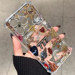 Transparent Tpu Card Holder Phone Case Compatible with Apple iPhone 11 12 15 13 14 15 Pro Max 17 Pro 16 Plus XR 16 Pro Max 14 Pro Max Planet