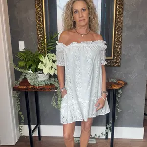 Eyelet Off The Shoulder Dress