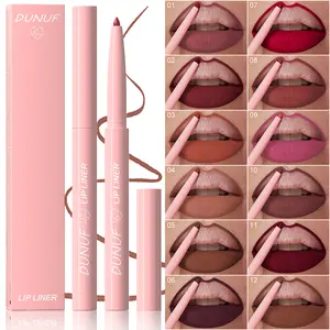 DUNUF Silky matte lip liner with smooth texture, water-resistant and long-lasting, ensuring no smudging and maintaining color for a long time. It can easily create exquisite lip makeup with various colors.
