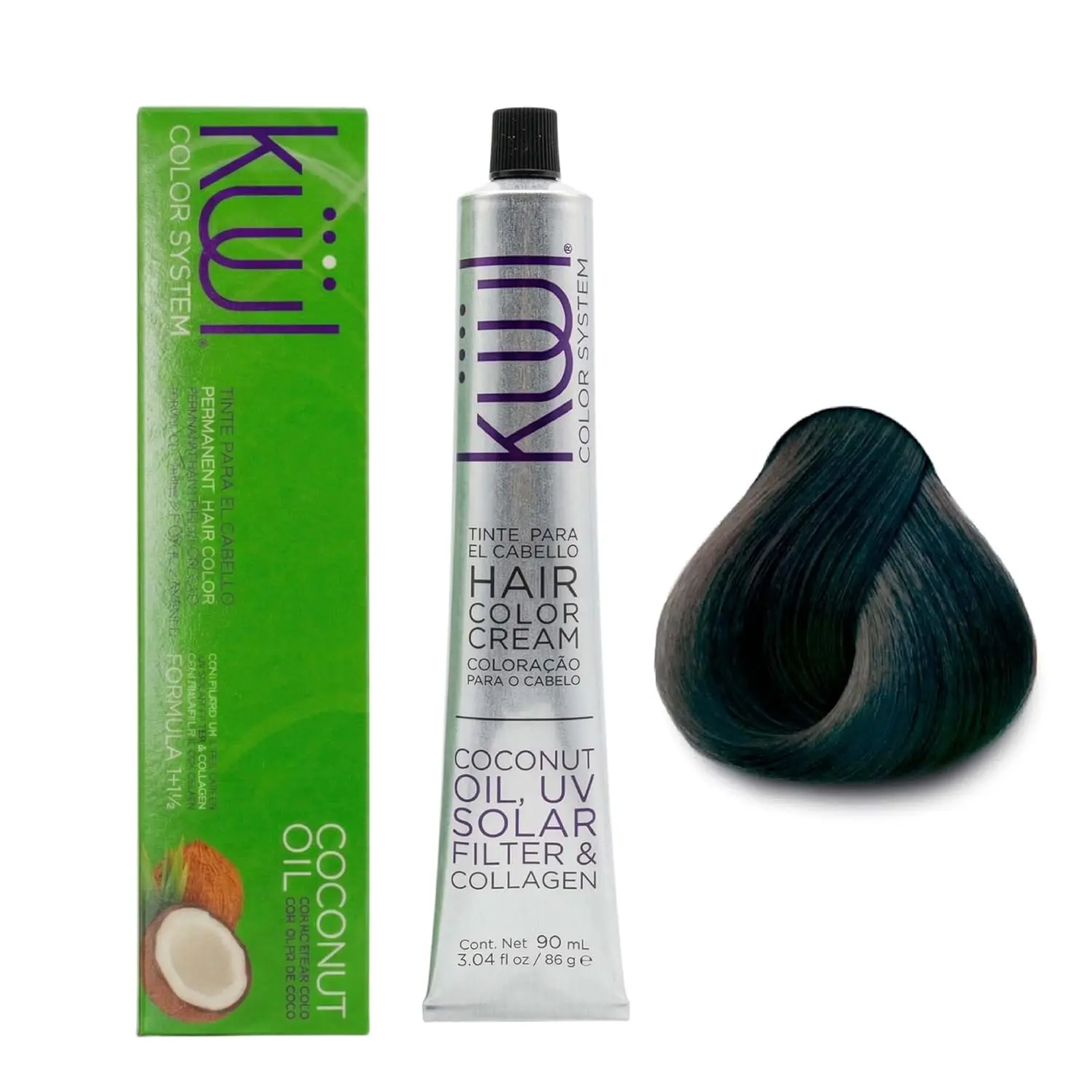 KUUL Color System 1A Blue Black  Hair Color Cream– Professional Hair Dye, Long Lasting Gray Coverage, 3.04 fl oz
