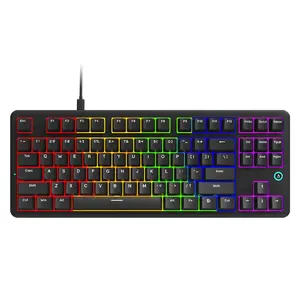 AJAZZ AK870 V2 wired mechanical keyboard, red switch, fine-tuning satellite axis, 87 keys, streamlined configuration, GASKET, custom TFT color screen, OEM black mixed light DIY, suitable for e-sports games and office