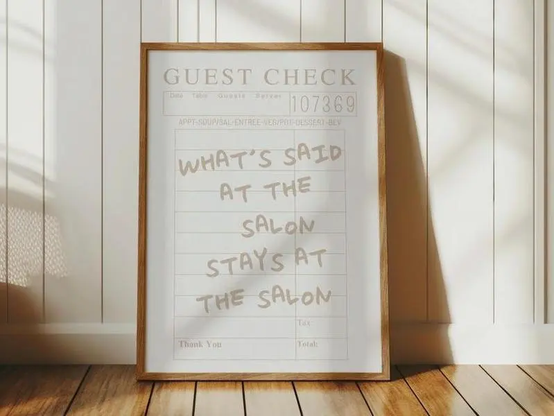 Hairstylist Hair Salon Wall Decor Gift For Hairdresser, Trendy Guest Check Print, Neutral Salon Poster, Cute Modern Minimalist Aesthetic, Hairdresser Gift