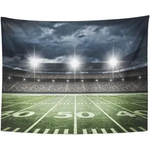 Tapestry Stadium Football Satdium Field Light Night Soccer Turf Home Decor Wall Hanging for Living Room Bedroom Dorm 60x80 Inch