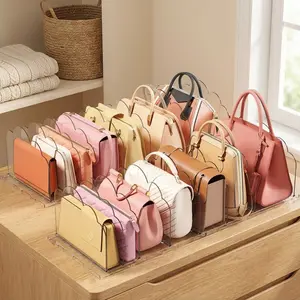 Lifewit Purse Organizer, Adjustable Shelf Dividers Organizers, Acrylic Purses Storage Holder, Rangement Garde Robe for Handbag,Clutch,Tote,Book in Bedroom, Office