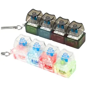 Glowing Mechanical Keyboard Keychain Fidget Toy, Keyboard Fidget Clicker, 4-in-1 Decompression Button Keychain, Stress-Relief