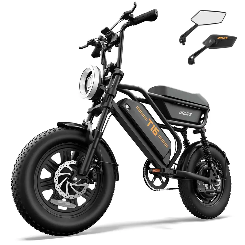 URLIFE T16 1000W Peak Motor Electric Bike for Adults, 16" Fat Tire E-Bike with 48V 13AH Battery, 60 mi Range, Off-Road Capability, UL 2849 Certified