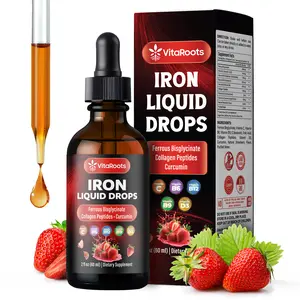 Liquid Iron Drops – Daily Nutrient Blend with Vitamin C, B6, B12, Folic Acid & Collagen Natural Strawberry Flavor | 2 fl oz