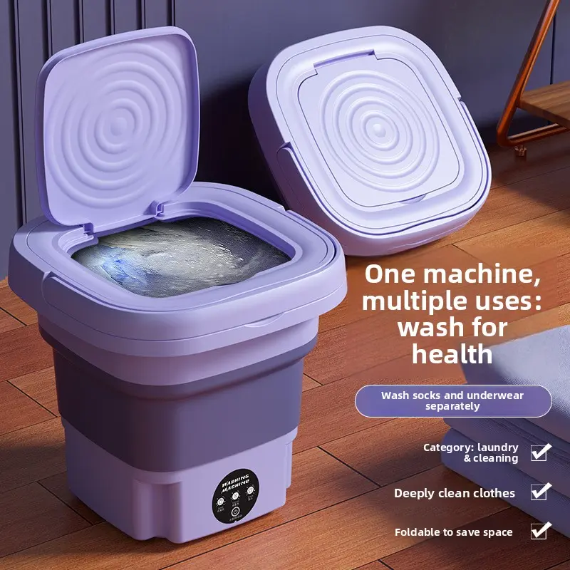 All-in-1 Washer Dryer Combo - 1.5kg Foldable Plastic Countertop Washing Machine Portable, Fully Automatic Household Appliance with Drying Mode for Underwear, Socks, Apartments (Portable Washer and Dryer), Washer Dryer Countertop