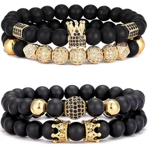 4Pcs 8mm Black Matte Onyx Stone Exquisite Bracelets, Elastic Adjustable High-Quality Men’s Durable Fashion Jewelry Gift Set, Exquisite Bracelet