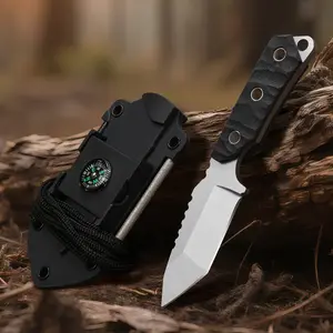 Compass Folding Knife - Army-Grade D2 Steel Blade with Precision Compass, Paracord Handle for Wilderness Navigation