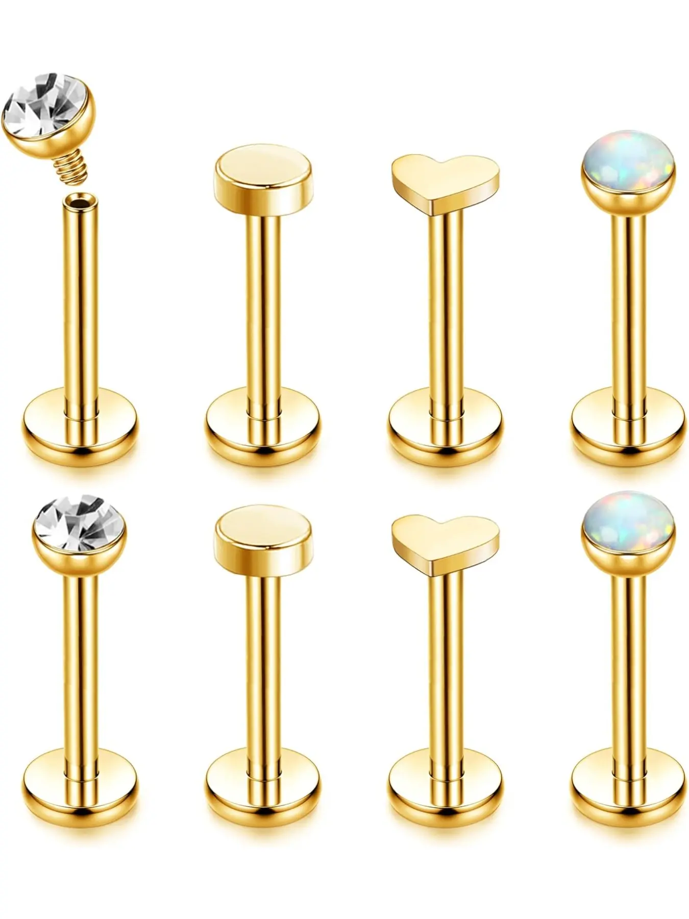 16G G23 Titanium Labret Stud Internally Threaded Lip Piercing Nose Studs Lip Bar Tragus Earrings Tragus Helix Piercing Medusa Labret Piercing Jewellery Gold/Silver/Rosegold Tragus Stud 6/8MM Nose Piercing Jewelry Body Jewelry
