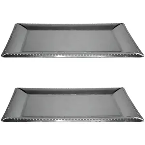 Silver Serving Trays - Set of 2, 16-Inch