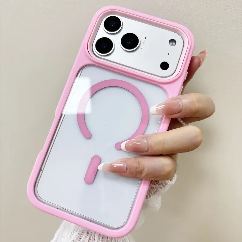 Protective Magnetic Transparent Cellphone Case - Crystal Design, Built-in Shock-Absorbing Bumper, Anti-Drop Cushioned Accessory for Handheld Devices
