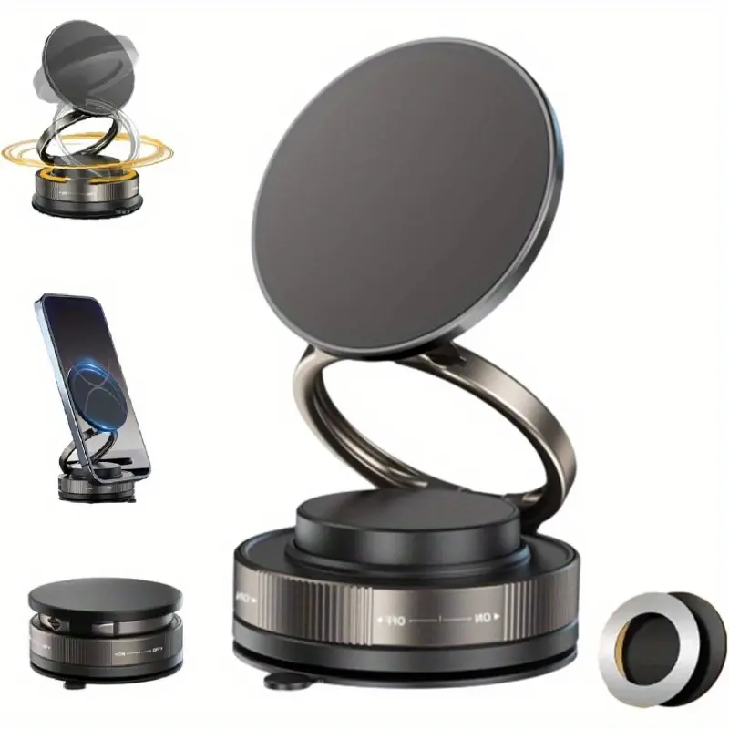 360 adjustable vacuum magnetic mobile phone holder, Magnetic phone stand, 2025 upgraded vacuum suction cup magnet, portable folding car, Cellphone Car Holder, suitable for all smart phones