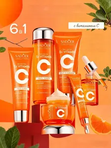 6-Piece Skincare Set for Women, Complete Daily Face Care Routine with Cleanser, Toner, Serum, Eye Cream, Lotion & Cream, Vitamin C, Niacinamide, Collagen & Hyaluronic Acid Beauty Gift Set