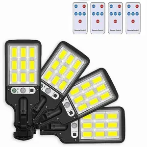 Motion Sensor Solar Lights Outdoor 4 Pack, 9000 Lumens Security Wall Lamp with Remote, IP65 Waterproof Flood Light for Yard Garden Garage