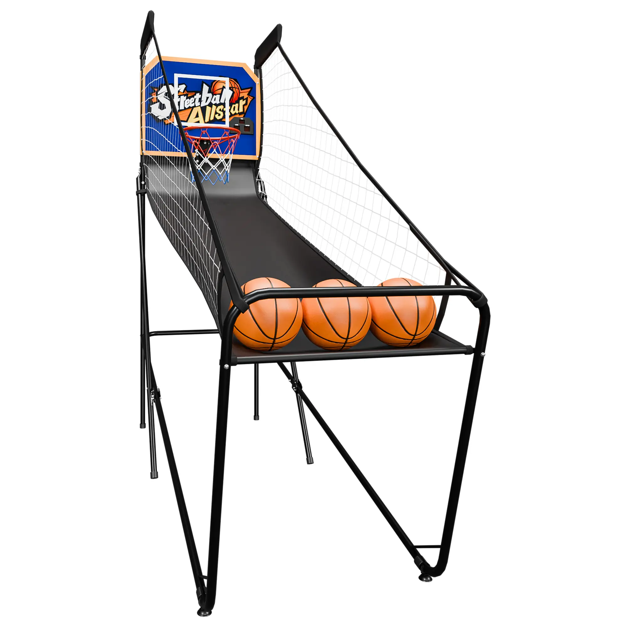 Segawe Electronic Arcade Basketball Game - Foldable Metal Indoor Hoop, Digital Scorer, Buzzer, 3 Basketballs, Pump, for Kids, Playroom Use, Playroom Inspiration