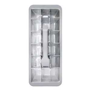 212 MAIN Rectangular Aluminium Ice Cube Tray with Lever Handle, 4x11in Silver Ice Cube Mold for Outdoor Camping & Hiking Kitchen Utensils