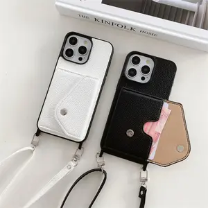 Crossbody Wallet  with Card Holder Phone Case for IPhone 13 12 Mini 16E 16 15 Plus 14 11 Pro Max Pu Leather Protective Cover