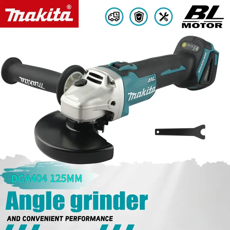 Makita DGA404 125mm 18V power tool, brushless motor, electric angle grinder, polisher, rust remover – a multi-purpose machine suitable for construction projects or woodworking DIY projects. variable speed