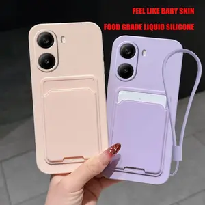 Liquid Silicone Cellphone Case with Card Holder, Shockproof Phone Protective Cover, Phone Accessories Compatible with Xiaomi Poco X7 Pro, Casing, Protection