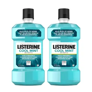 Listerine Cool Mint Mouthwash, Kills Germs That Cause Bad Breath, Plaque and Gingivitis, Antiseptic, Cool Mint Flavor, 1 L (Pack of 2) Oral Daily